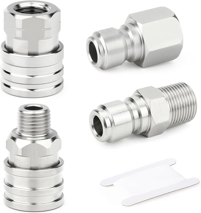 TAISHER 1PCS 304 Stainless Steel Pressure Washer Adapter Kit, NPT Quick Connect Fittings, 1/4" NPT Thread
