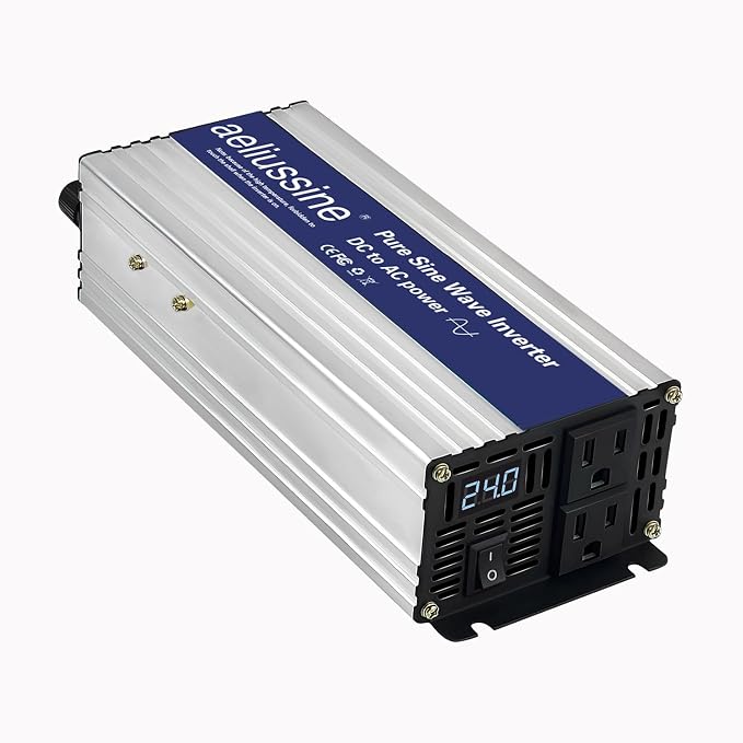 800W Pure Sine Wave Inverter-36V DC to 110V 120V AC Power Converter with 2 AC Outlets, 36 Volt Power Inverter for Truck, Rv, Camping, Home, Emergency Power