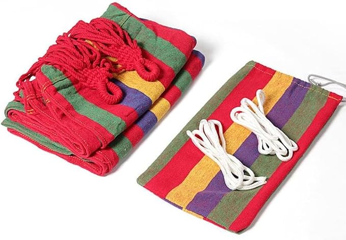 Two-Person Canvas Fabric Hammock with Travel Bag - Ideal for Outdoor and Indoor Use in Patios and Backyards