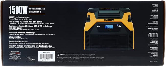 PowerDrive Plus PWD1500P 1500 Watt Power Inverter with Bluetooth(R) Wireless Technology and Remote Control