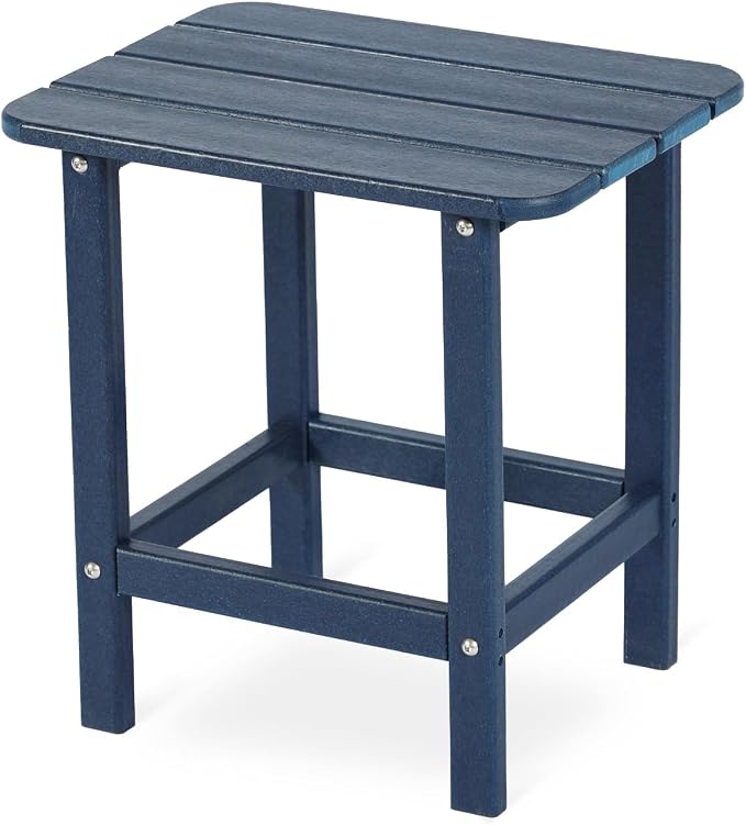 Aoodor 19'' Adirondack Side Table, Rectangular HDPE End Table, Weather Resistant and Easy Maintenance, Dark Blue