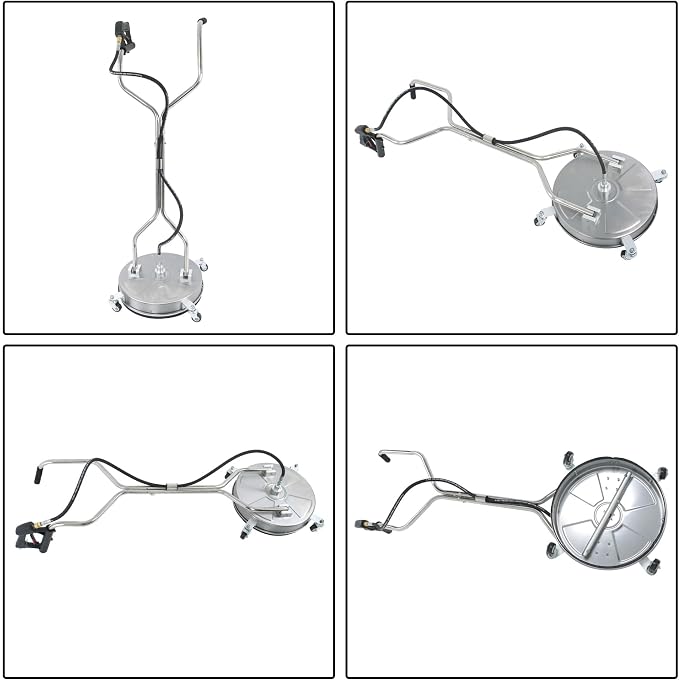 18" 6000PSI Heavy Duty Pressure Washer Surface Cleaner with Dual Handles and 4 Wheels, Stainless Steel Surface Cleaner for Driveway, Sidewalk, Patio