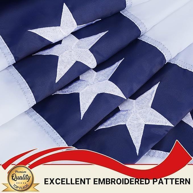 TOPFLAGS Bunting Flags Outdoor 2x4 Ft American Flag Bunting Embroidered Stars Heavy Duty Patriotic Bunting 4th of July and Memorial Day Decorations 250 Anniversary Usa Flag