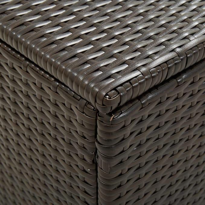 Patio Storage Box Poly Rattan 39.3"x19.6"x19.6" Brown Patio Garden Outdoor Storage Container, Furniture Deck Box (Weight:22.05 lbs) -AA