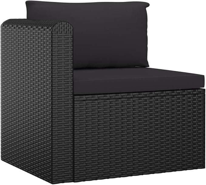 Patio Furniture Set,Outdoor Sectional Furniture Set,Outdoor Dining Set Sectional Sofa Patio Conversation Set,4 Piece Patio Sofa Set with Cushions Poly Rattan Black