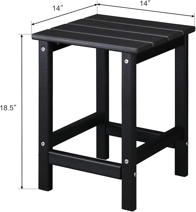 Patio Side Table, Pool Composite Patio Table,HDPE End Tables for Backyard,Pool, Indoor Companion, Easy Maintenance & Weather Resistant (Style 1-Black)