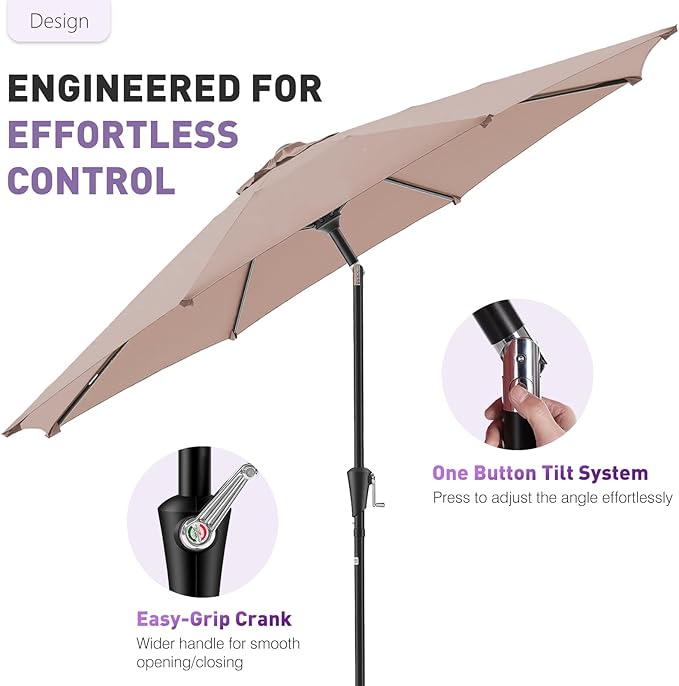 NEWBULIG Patio Umbrella, Outdoor Table Umbrellas with Push Button Tilt and Crank, Sturdy Ribs, Waterproof, UV Protection and Fade Resistant, for Pool, Garden, Market, Backyard