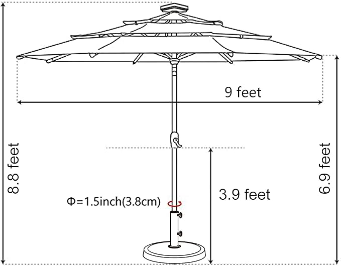 EliteShade USA 10-Year-Non-Fading 9ft 3-Tier Market Patio Umbrella, Commercial Table Umbrella with 80 Solar LED Lights, Crank Open, Windproof & UPF 50+ UV Protection for Garden, Deck, Pool, Backyard, White