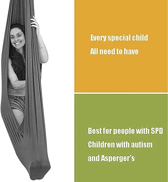 Indoor Therapy Snuggle Swing Hammocks Cuddle Hammock for Kids Child and Teens More Special Needs for Autism, ADHD, Aspergers and Sensory Integration Outdoor (Color : Gray, Size : 150 x 280 cm)