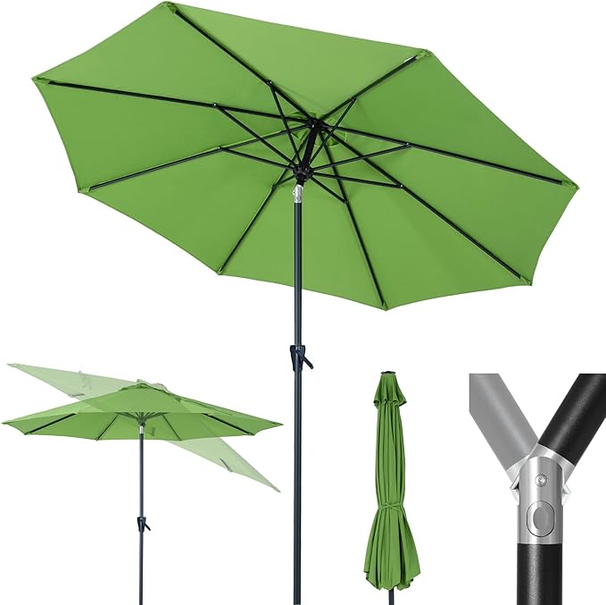 Tempera Patio Market Outdoor Table Umbrella with Push Button Tilt and Crank, Large Sun Umbrella with Sturdy Pole & Fade Resistant Canopy, Easy to Set