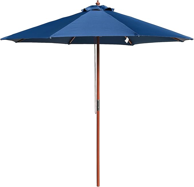 Yescom 9ft Coastal Solid Wood Umbrella Pulley Lift Commercial Base with Wheel Included for Seaside Restaurant Terrace Poolside Beach Club