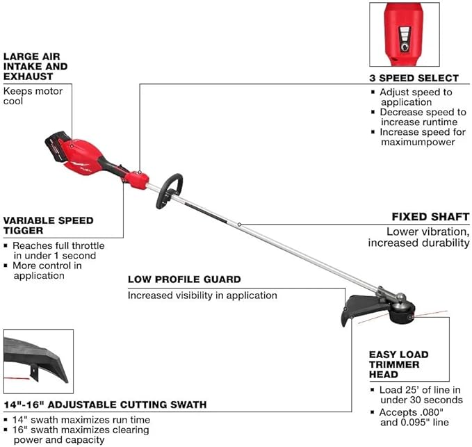 3046-21HD Brushless String Trimmer for Milwaukee M18 18V Fuel 16in Cordless String Trimmer Kit