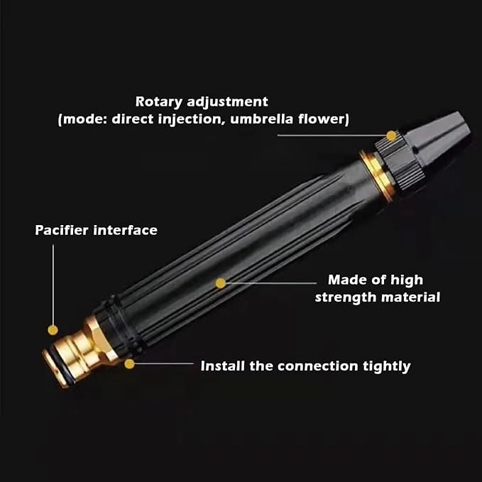 Home High-Pressure Car Wash Water Gun，2026 Pressure Power Washer Nozzle with Metal Connector Set，Heavy Duty Adjustable Hose Nozzle，Jet Nozzle Power Washer for Garden Hose、Car Wash (1pcs)
