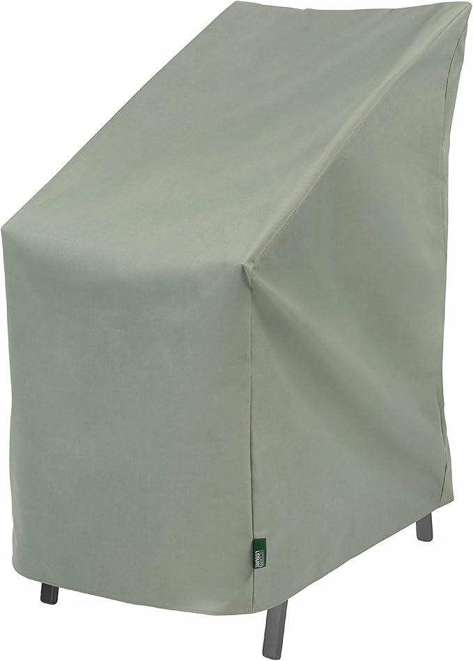 Modern Leisure Chalet Stackable/High Back Bar Chair Cover - Weather-Resistant Fabric - Outdoor Furniture Protection Perfect for Patio, Deck, and Porch - 27" L x 27" W x 49" H - Sage