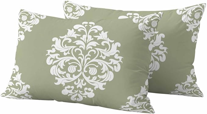 Outdoor Pillow Covers Set of 2, Luxury Flower Sage Green Decorative Throw Pillow Covers 20X12IN, Abstract Floral Throw Pillows Protector Cushion Case for Patio,Couch,Sofa,Garden