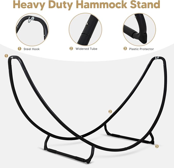 SUNCREAT Portable Space Saving Hammock with Stand, Two Person Hammock with Stand Included, Patent Pending, Rainbow