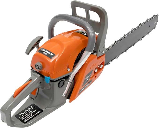 20Inch Gas Chainsaw, 2-Stroke 58CC 2.4KW Engine Handheld Gas Power Chain Saw with Air-cooled Petrol Saws Set for Wood Cutting, Garden Pruning, Forest Logging, USA STOCK