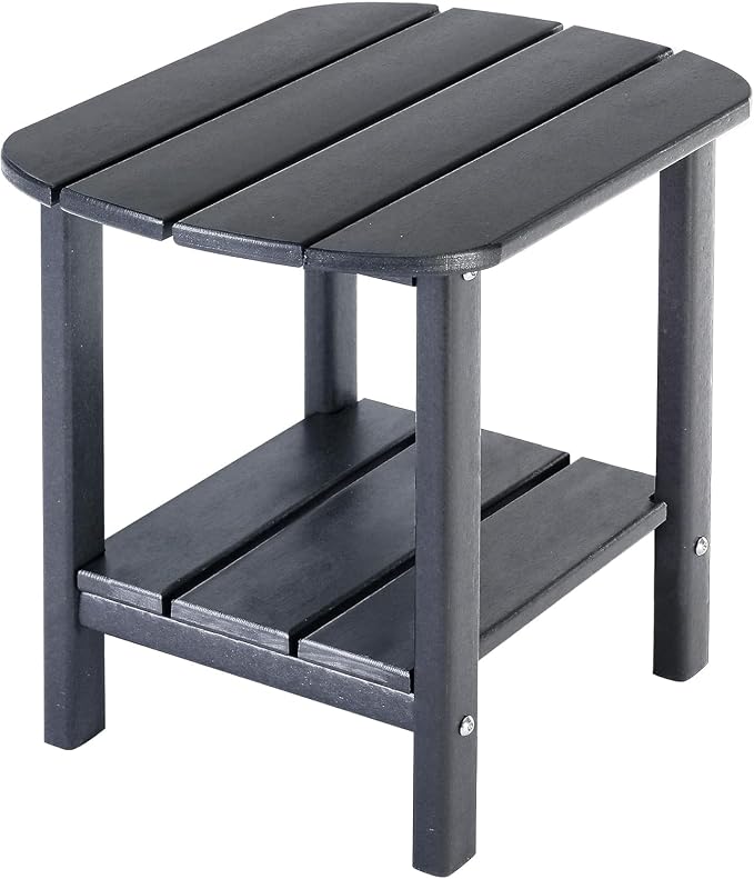 LZRS Double Adirondack Side Table, Outdoor Side Tables, End Tables for Patio, Backyard,Pool, Indoor Companion, Easy Maintenance & Weather Resistant(Grey)