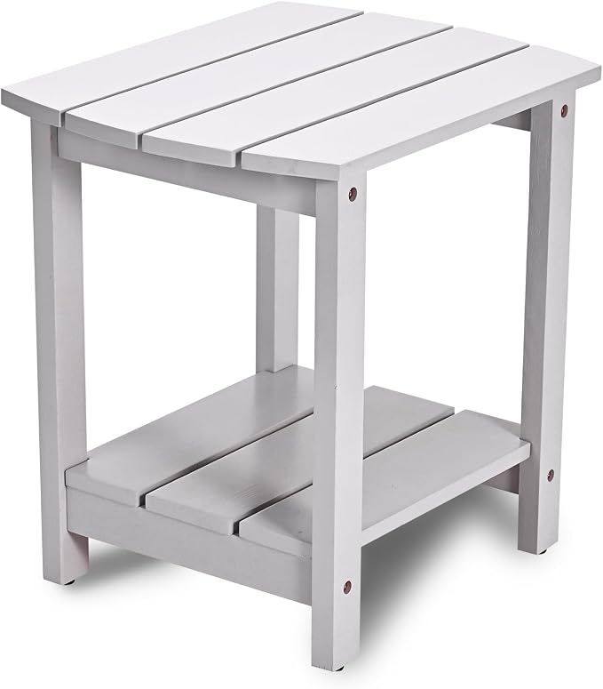Outdoor Side Table, 2-Tier Small Outdoor Table for Patio, Adirondack Side Tables for Outside or Indoor (Concrete Grey, 16 * 12.25 * 16.75)