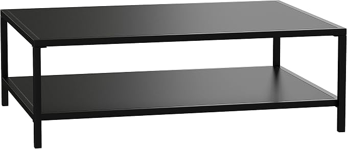 Merrick Lane Lanier Metal Patio Coffee Table - Black - Indoor/Outdoor