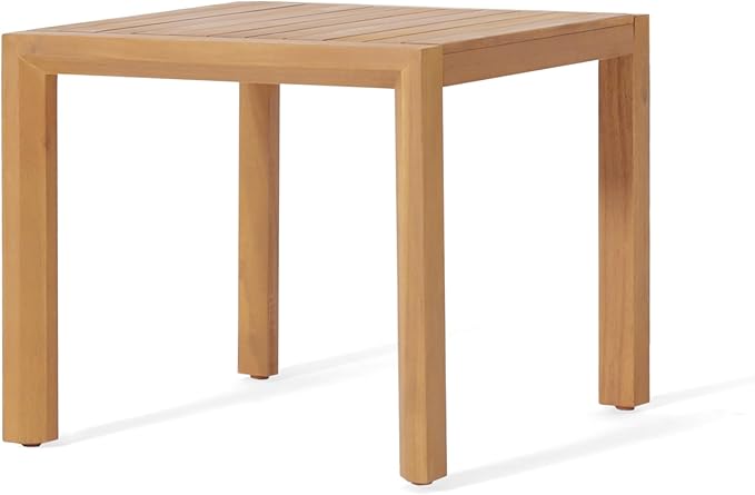 Christopher Knight Home Leah 2-Seater Acacia Wood Outdoor Patio Furniture Set, Outdoor Conversation Chat Set with Cushion, Adirondack Chairs Set of 2 + Side Table Set for Backyard Balcony, Teak+Beige