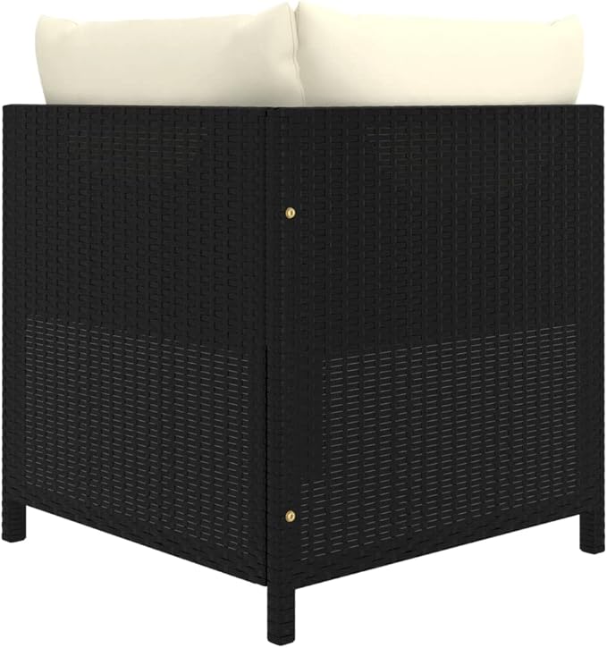 3-Piece Modular Patio Set, 23.6" PE Rattan Sofa & Footstool with Cream Cushions, Weather Frame, Easy-Clean Covers