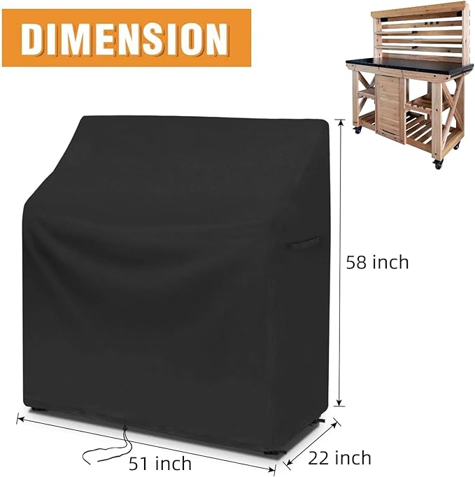 Potting Bench Cover,51"x22"x58", Waterproof Outdoor Cabinet Cover for Backyard Discovery 48" Outdoor Potting Bench Table, Protective Covers for Planting Garden Table