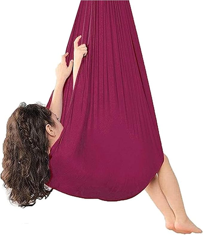 Soft Indoor Swing with Special Needs Yoga Sensory Integration Cuddle Hammock for Kids Child and Teens Children Outdoor Camping (Color : Wine red, Size : 100 x 280 cm (L x W))