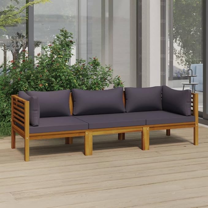 3-Seater Patio Sofa with Cushion,Patio Lounge Set,Patio Furniture Sets,Patio Conversation Sets,Outdoor Furniture Sets,for Garden,Backyard,Outdoor,Solid Acacia Wood