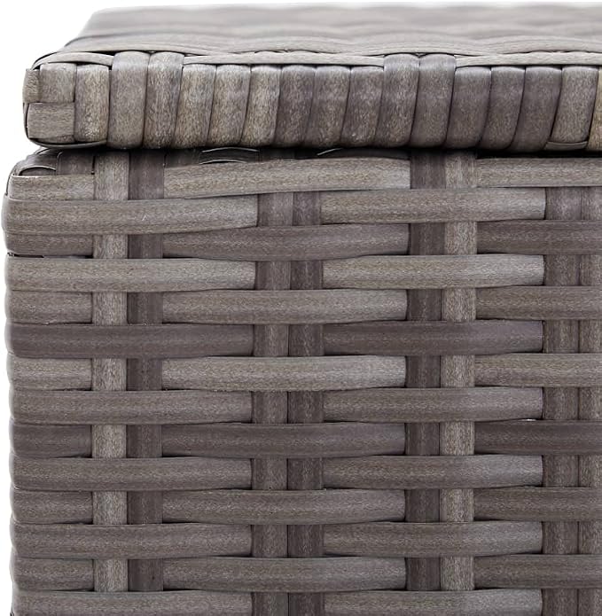 Patio Storage Box Deck Storage Box Outdoor Storage Box Indoor Wicker Storage Bin for Patio Furniture Cushions, Pillows, Garden Tools, Poly Rattan Gray, 47.2"x19.7"x23.6" -AA