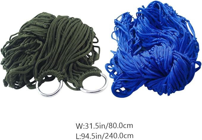 2pcs Outdoor Hammocks 9-Strand Nylon Rope Lightweight Foldable Swing Bed for Camping Travel Backyard Relaxation