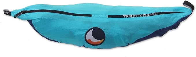 NOVICA Navy Blue with Turquoise Trim Parachute Portable 1 Person Camping Hammock with Hanging Straps, 'Sea Dreams' (Single)