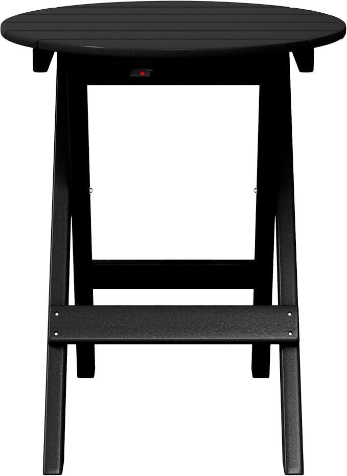 WestinTrends Malibu HDPE Outdoor 24.5 Inch Round Portable Folding Patio Dining Table, Black