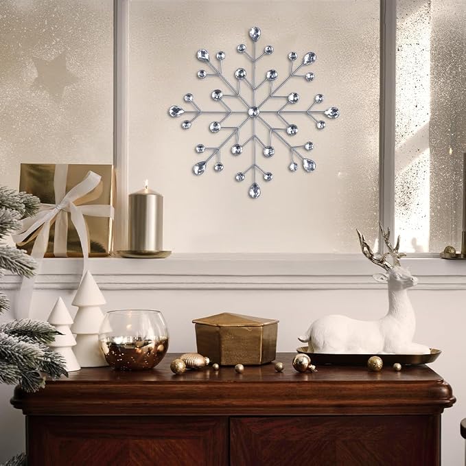hogardeck Christmas Decorations Indoor, Metal Snowflakes for Winter Wall Decor, Xmas Wall Art Decor for Bathroom, Living Room, Porch, Garden, Yard