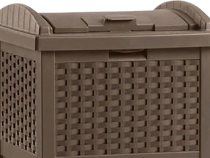 Suncast Trash Hideaway 33 Gallon Resin Wicker Outdoor Garbage Container (4 Pack)