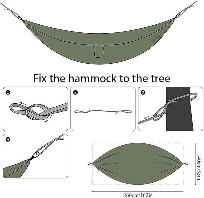 Double Hammock Swing Chair, Portable Camping Hammock, Hammocks for Outside 2 Person Heavy Duty, for Travel Camping Backpacking Hiking Outdoor Activities