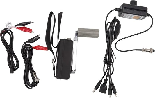 Hand Crank Generator Portable 30W Small Black Alloy Emergency Charger - High Efficiency, Shockproof, Ideal for Outdoor Use