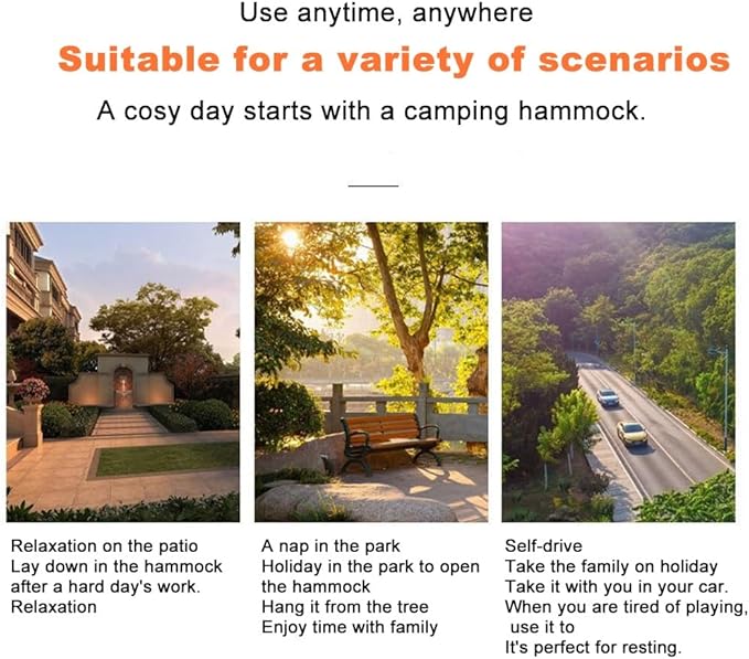 Double Hammock,mosquito Net Camping,Comfortable and Breathable, Easy to Carry, Made of Nylon, 118 Inches Long, Multi-scenario Hammock for Camping and Gardening(Orange,260X140CM)