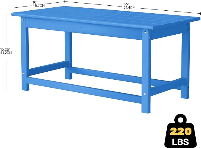 Costaelm Adirondack Conversation Table, HDPE Outdoor Drink Weather Resistant, Outdoor Patio Porch Accent Balcony Table for Pool, Seaside, Backyard, Pacific Blue