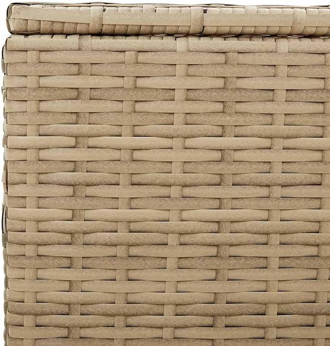 Garden Storage Box, PE Rattan Patio Deck Box for Outdoor Cushions and Blankets, Rectangular Organization Container with Gas Spring Lid, Mix Beige, 39.4 x 19.7 x 19.7 Inch
