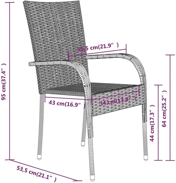 Afuera Living 5-Piece PE Rattan Garden Dining Set, Powder-Coated Steel, Black Finish, Weather-Resistant Outdoor Patio Table and 4 Chairs, Sleek Contemporary Style for Terrace or Balcony Dining