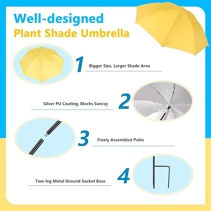 Tryly Plant Umbrellas for Outdoor Plants, Garden Umbrella Shade for Potted Plants and Garden Beds, Provide Shade to ‌Defend Plants From Blazing Sun