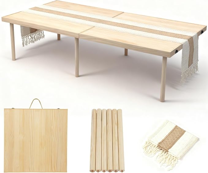 Portable Wooden Outdoor Low Picnic Table for Floor Seating, Beach, Camping, BBQ, Backyard, 60x30in