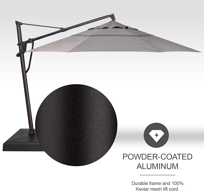 Treasure Garden AKZ PLUS Cantilever Umbrella 13' Octagonal Obravia Boulder Canopy and Black Frame with Rolling Base