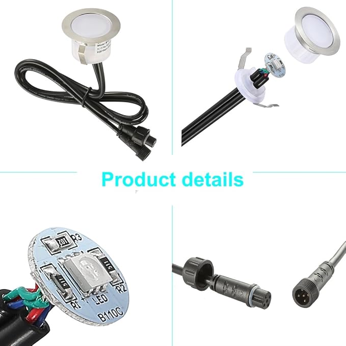 FVTLED LED Deck Light, Φ1.22 Low Voltage LED Deck Lighting RGB & Warm White Recessed Light RGBW Lamp