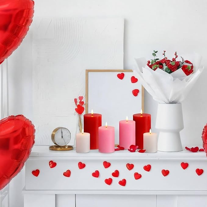 6 Pcs Mother's Day Flameless Candles LED Flameless Pillar Candles Wax LED Fake Candle with Remote and Timer Flickering H 4" 5" 6" for Home Table Dating Wedding Party Decor