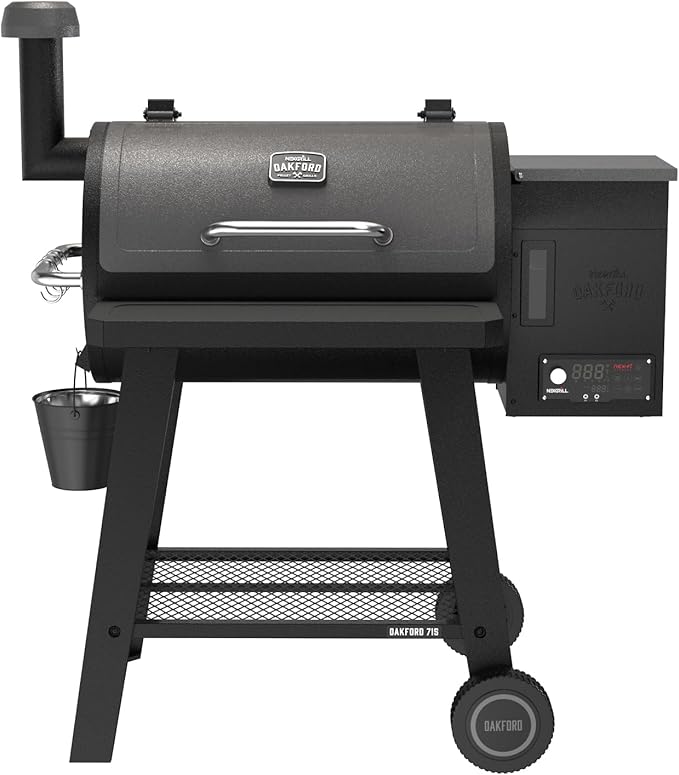 Oakford 715 Wood Pellet Grill with 715 SQ In Cooking Area, Steel Wire Grates, I-Site View Indicator, Heavy Duty Pellet Smoker Grill with Bluetooth Connectivity - 910-0508