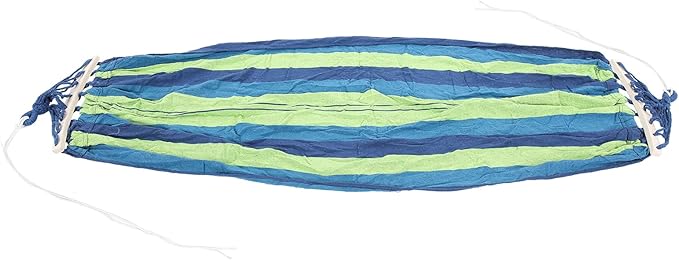 Camping Hammock Lightweight Portable Canvas, 86.6x31.5 Inch, Blue with Color Stripe - Hardwood Spreader Bar, Easy Setup, Ideal for Outdoor Travel and Hiking (Blue)