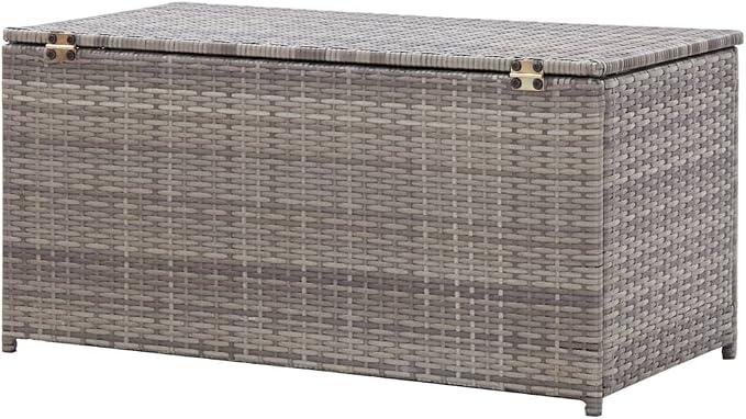 Patio Storage Box, Deck Box Outdoor Storage Box Outdoor Storage Bench Delivery Boxes For Outside Suitable For Patios Backyard Pool Gardens Poly Rattan 39.4"x19.7"x19.7" Gray