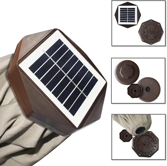 EliteShade USA 10-Year-Non-Fading 10ft Market Patio Umbrella, Commercial Grade Table Sun Umbrella with 80 Solar LED Lights, Crank Open, Windproof & UPF 50+ UV Protection for Garden, Deck, Pool, Backyard, Antique Beige